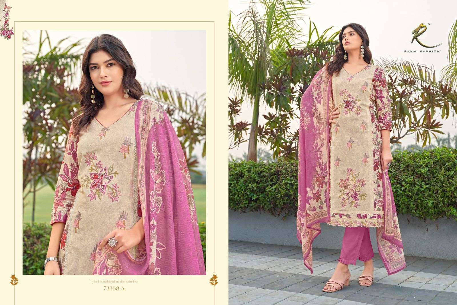 Rakhi Fashion Summer Petals 73368 Cotton Dress Material Wholesale