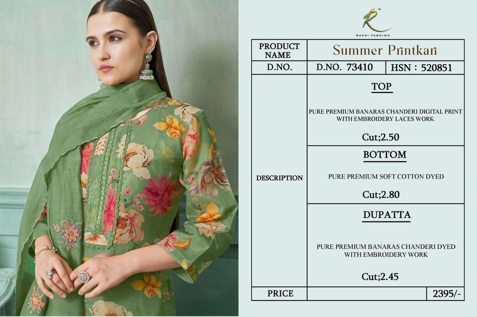Rakhi Fashion Summer Printkari 73410 Dress Material Wholesale Catalogue - Amrah Wholesale