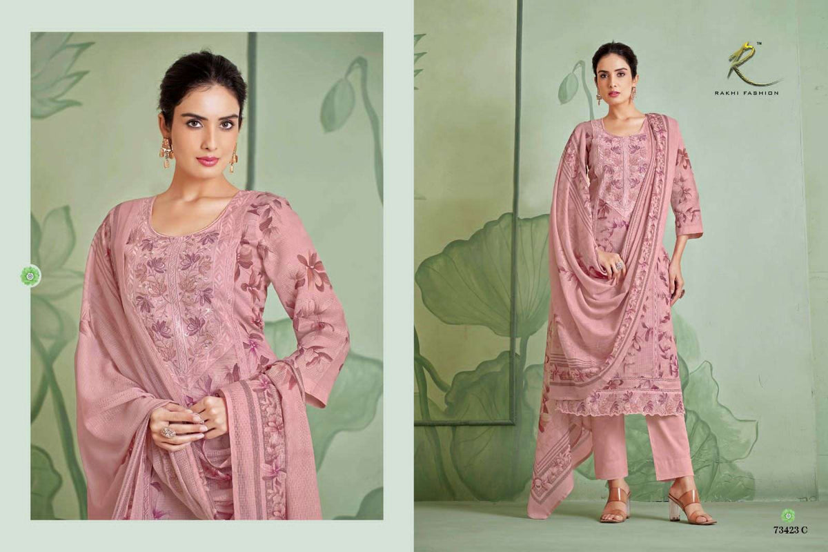 Rakhi Fashion Summer Riverie 73423 Munga Dress Material - Amrah Wholesale