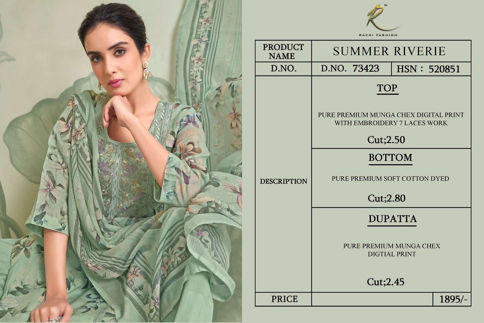 Rakhi Fashion Summer Riverie 73423 Munga Dress Material - Amrah Wholesale