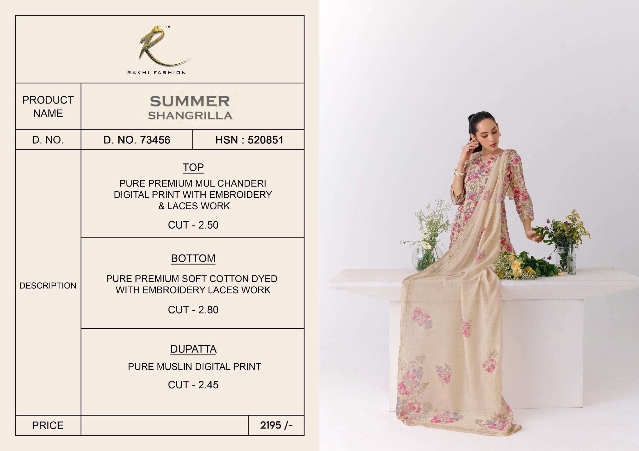 Rakhi Fashion Summer Shangrila 73456 Mal Chanderi Dress Material - Amrah Wholesale