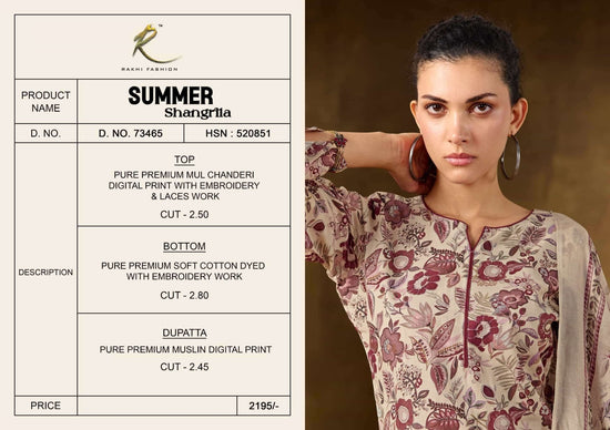 Rakhi Fashion Summer Shangrila 73465 Mal Chanderi Dress Material - Amrah Wholesale