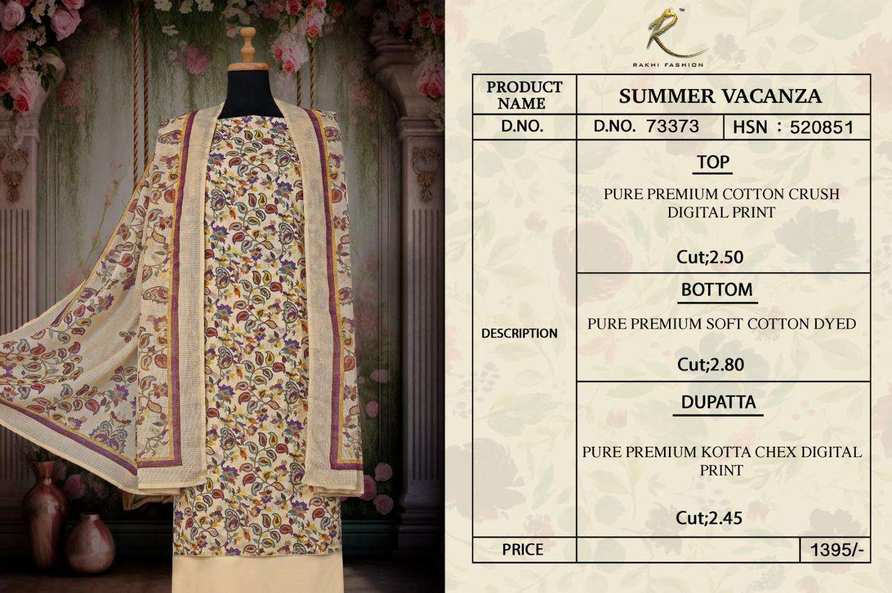 Rakhi Fashion Summer Vacanza Cotton Dress Material Wholesale