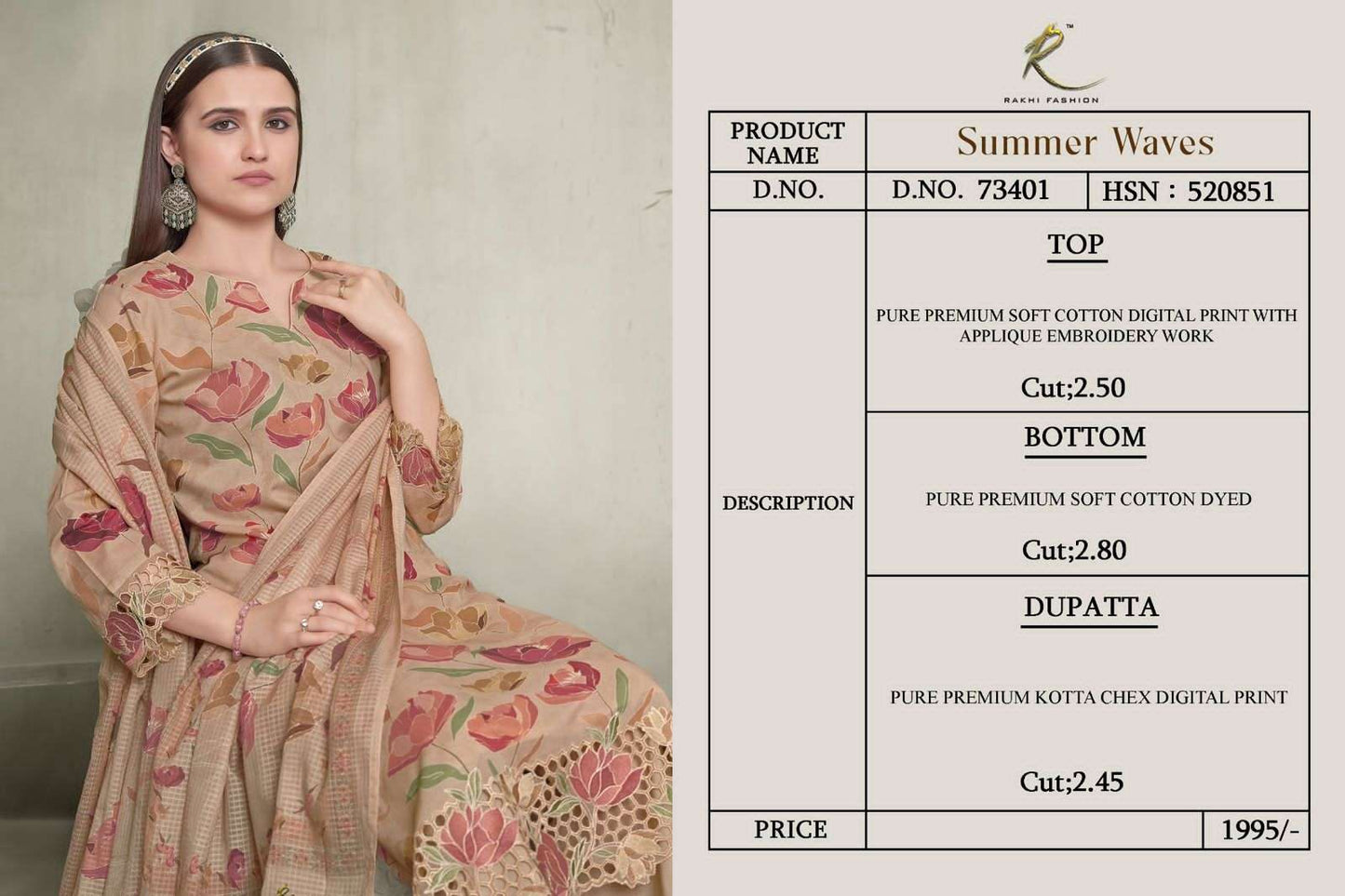 Rakhi Fashion Summer Waves Cotton Printed Dress Material - Amrah Wholesale