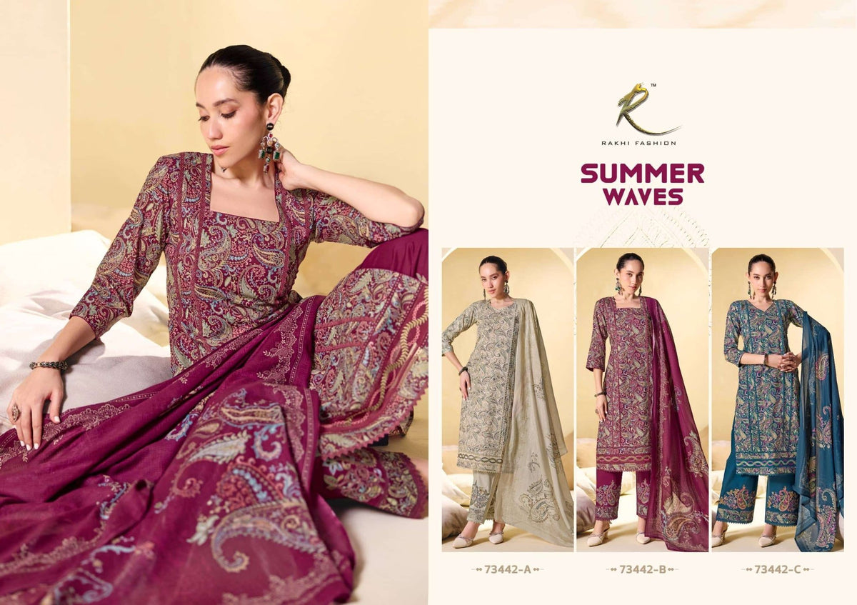 Rakhi Fashion Summer Waves 73442 Premium Cotton Dress Material - Amrah Wholesale
