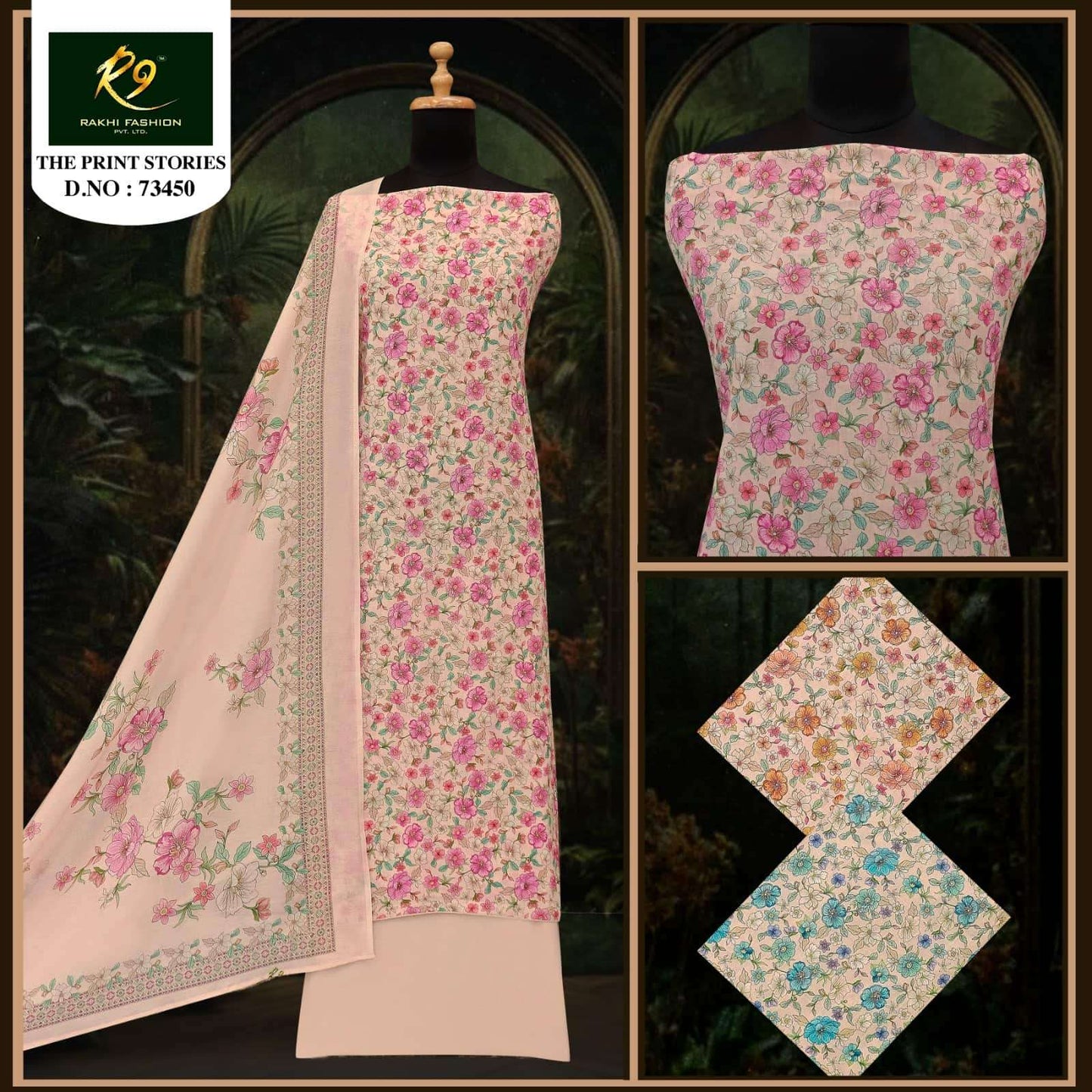 Rakhi Fashion The Print Stories 73450 Premium Cotton Dress Material