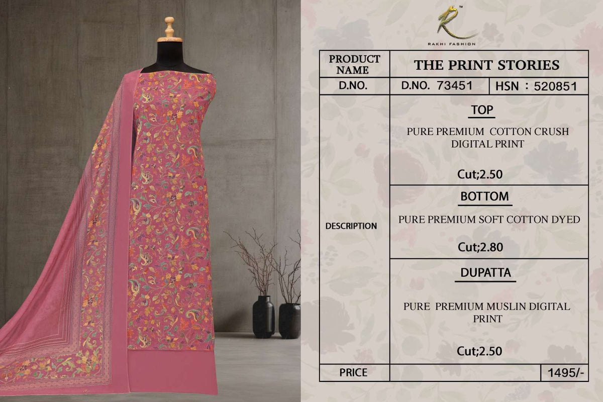Rakhi Fashion The Print Stories 73451 Cotton Dress Material - Amrah Wholesale