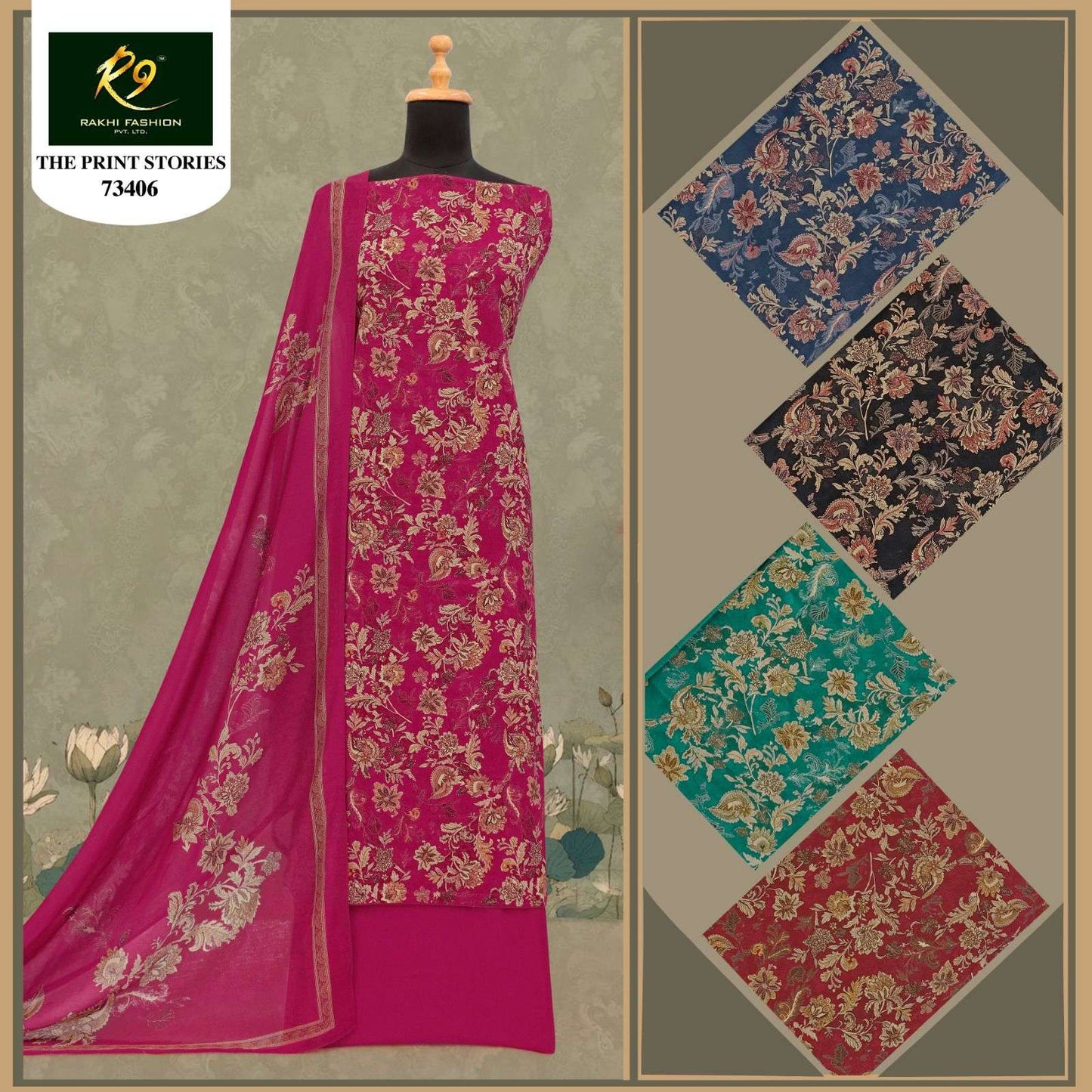 Rakhi Fashion The Prints Stories Cotton Dress Material Wholesale