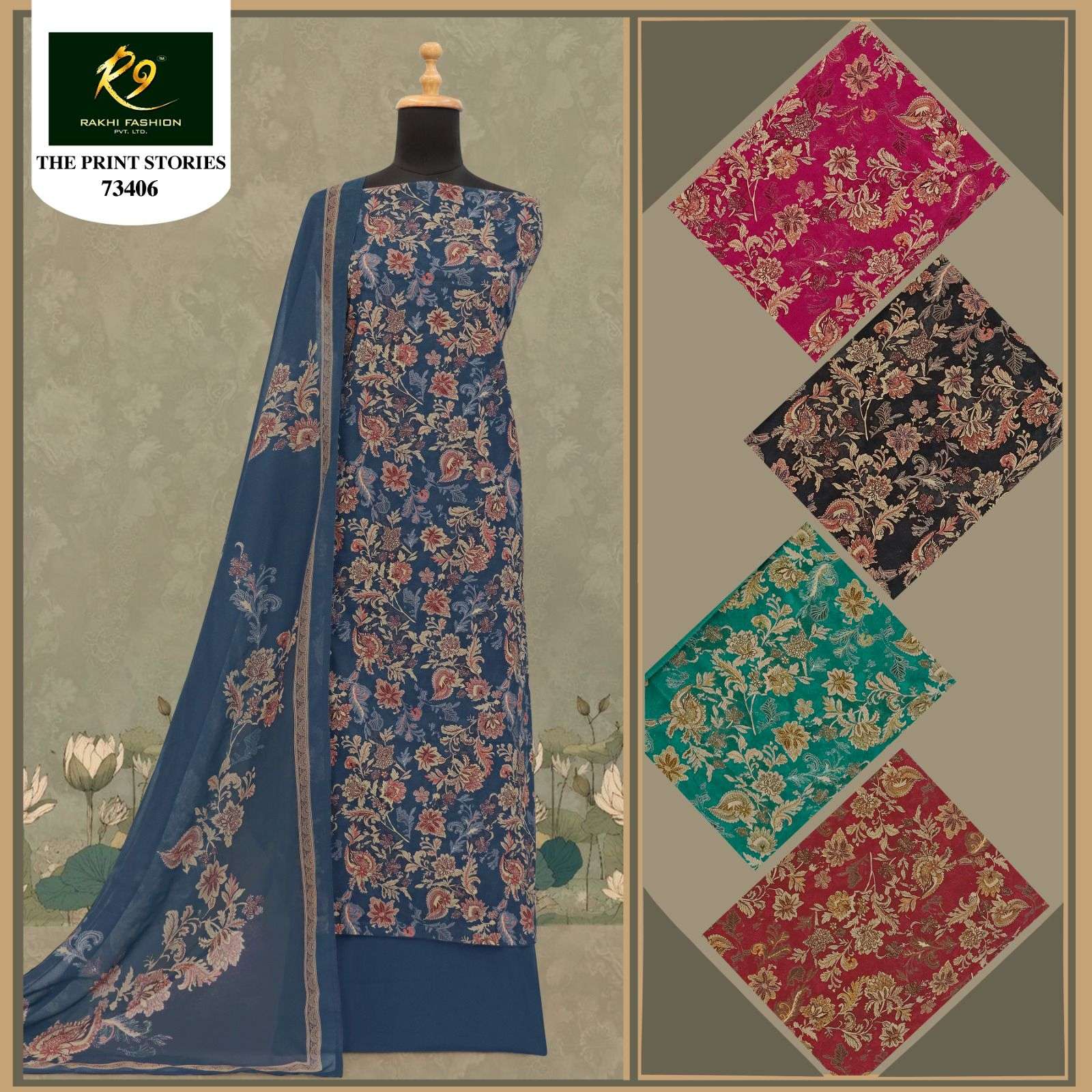 Rakhi Fashion The Prints Stories Cotton Dress Material Wholesale