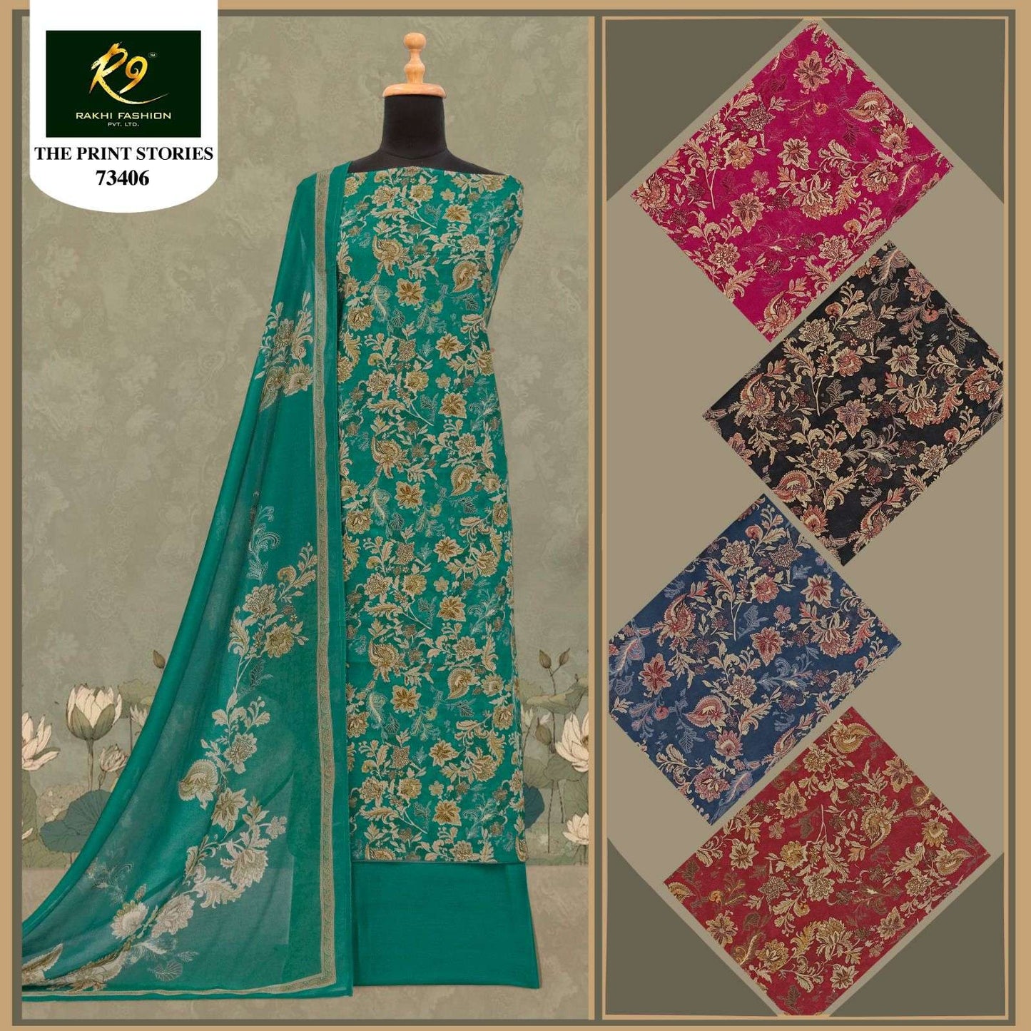 Rakhi Fashion The Prints Stories Cotton Dress Material Wholesale