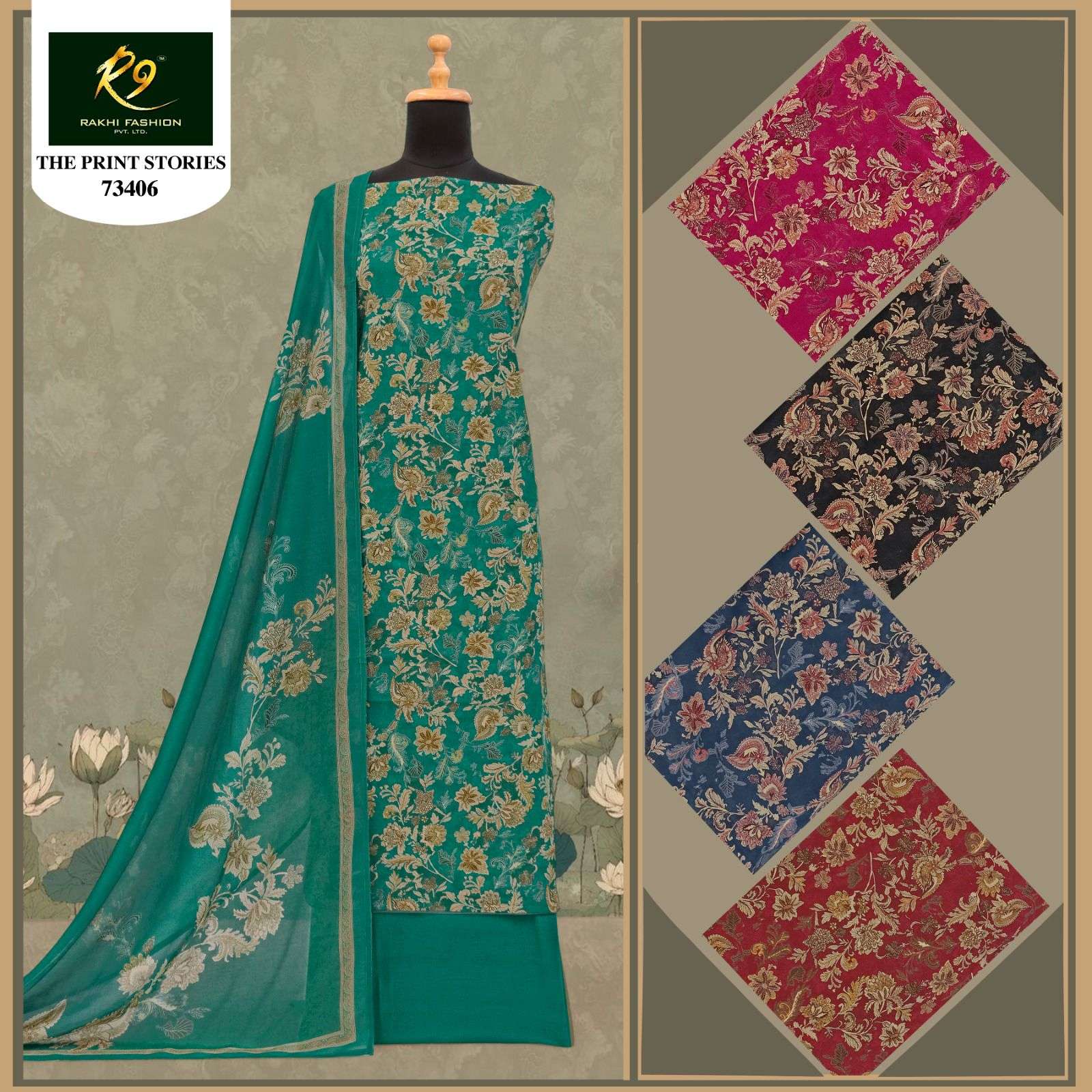 Rakhi Fashion The Prints Stories Cotton Dress Material Wholesale