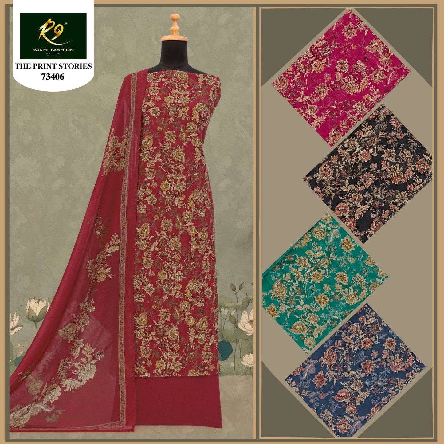 Rakhi Fashion The Prints Stories Cotton Dress Material Wholesale