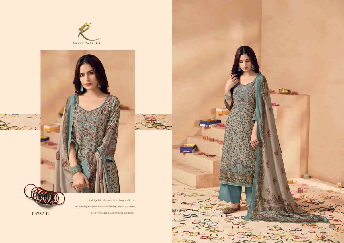 Rakhi Fashion Tyohar Ki Raunaq 55737 Pure Bemberg Banarasi Silk Dress Material