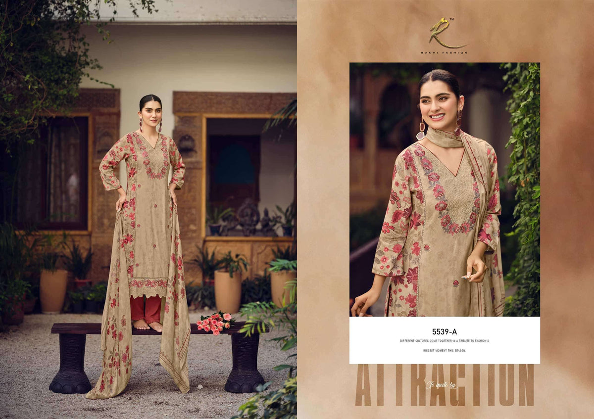 Rakhi Fashion Winter E Jahaan 5539 Pure Premium Pashmina Digital Print Unstitched Dress Material