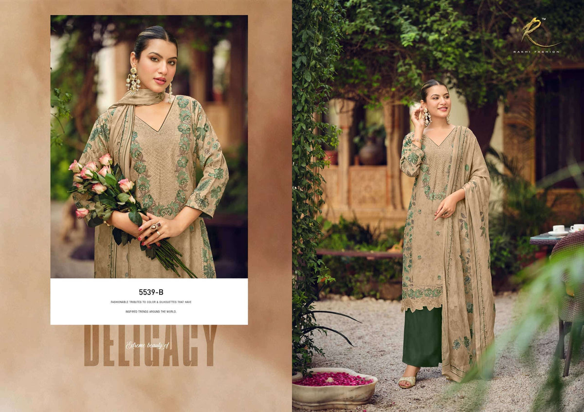 Rakhi Fashion Winter E Jahaan 5539 Pure Premium Pashmina Digital Print Unstitched Dress Material