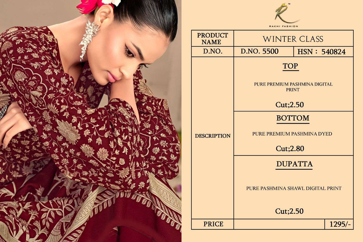 Rakhi Fashion Winter Class Pure Pashmina Dress Material
