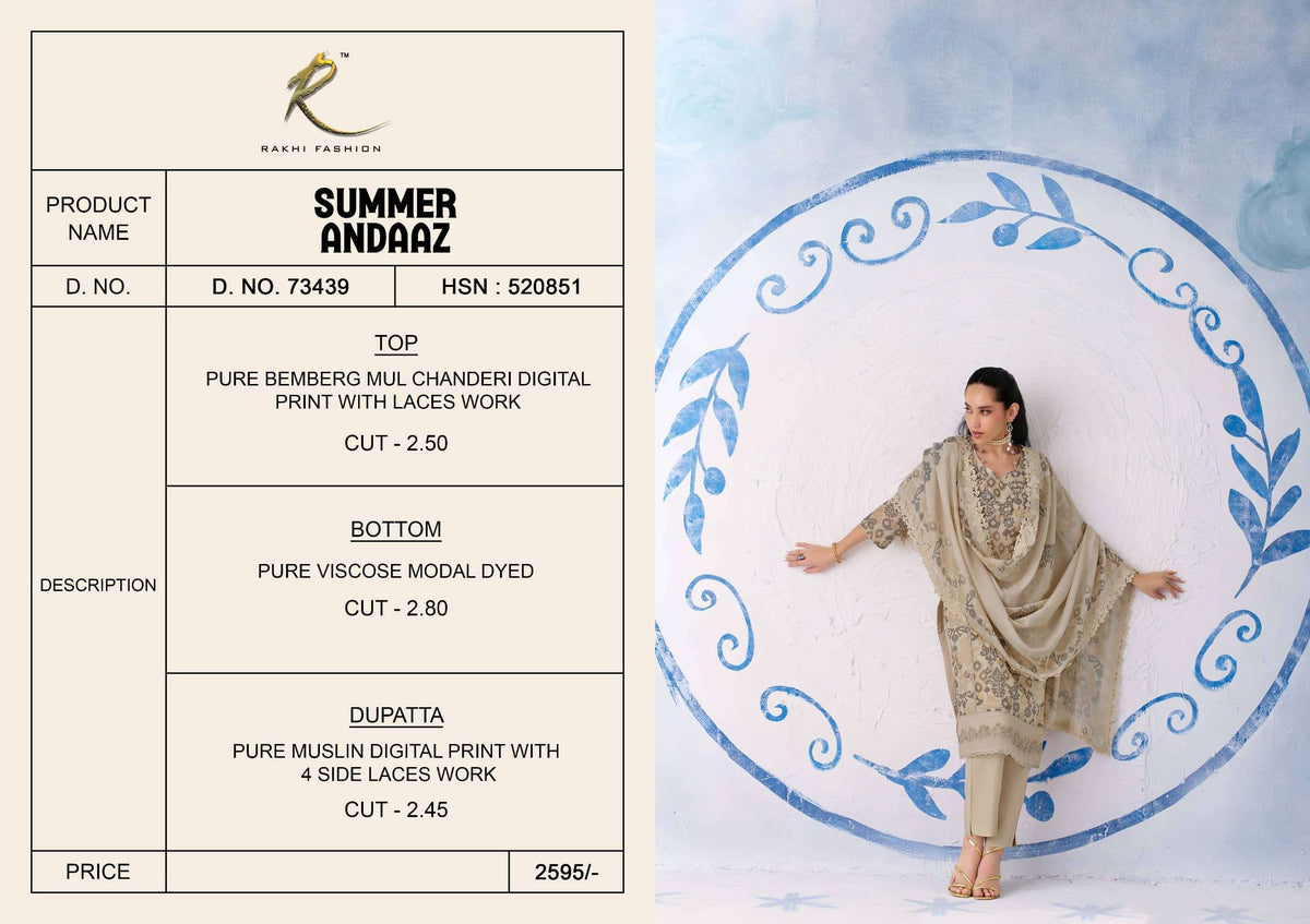 Rakhi Fashion Summer Andaaz 73439 Chanderi Dress Material