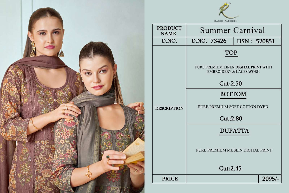 Rakhi Fashion Summer Carnival 73426 Linen Dress Material