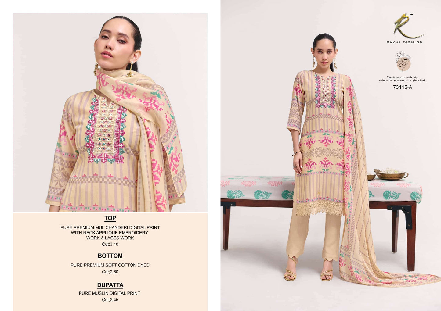 Rakhi Fashion Summer Galaxy 73445 Mul Chanderi Dress Material
