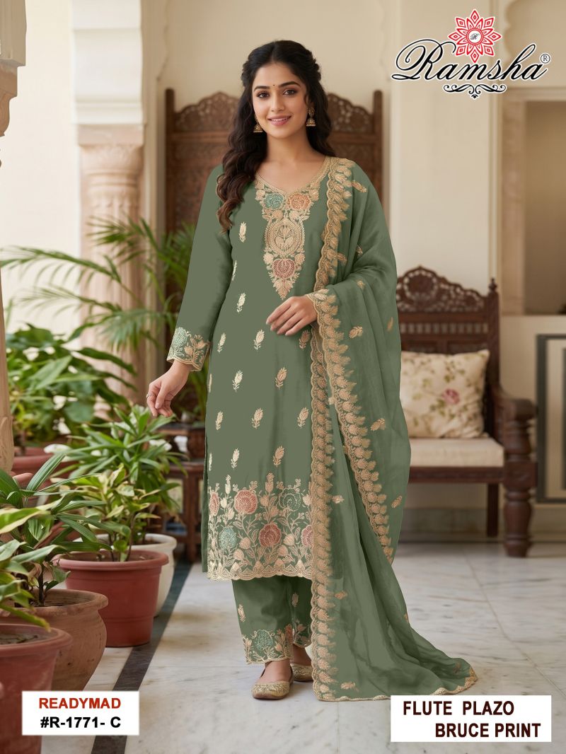 Ramsha R 1771 A To D Flute Embroidered Salwar Kameez