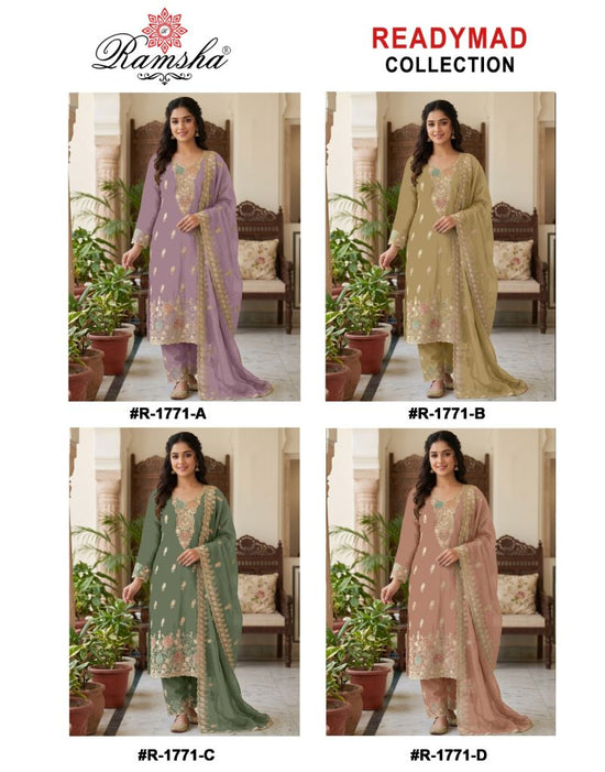 Ramsha R 1771 A To D Flute Embroidered Salwar Kameez