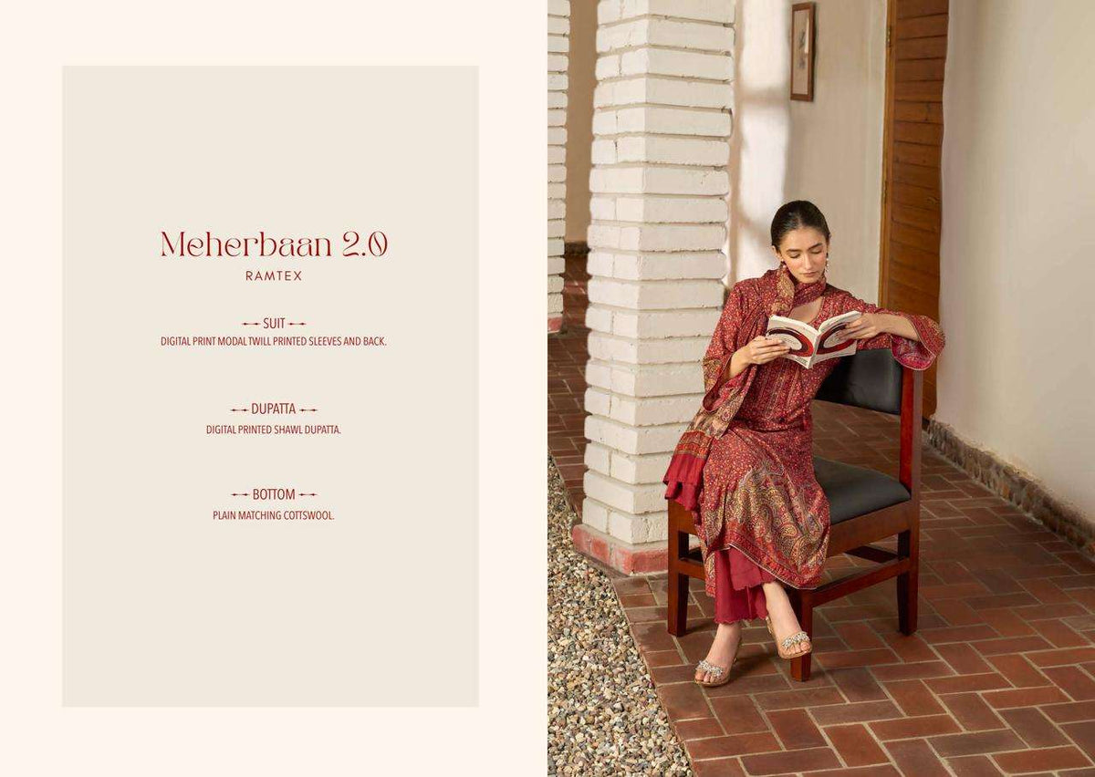 Ramtex Meherbaan Modal Twill Pashmina Digital Printed Suit