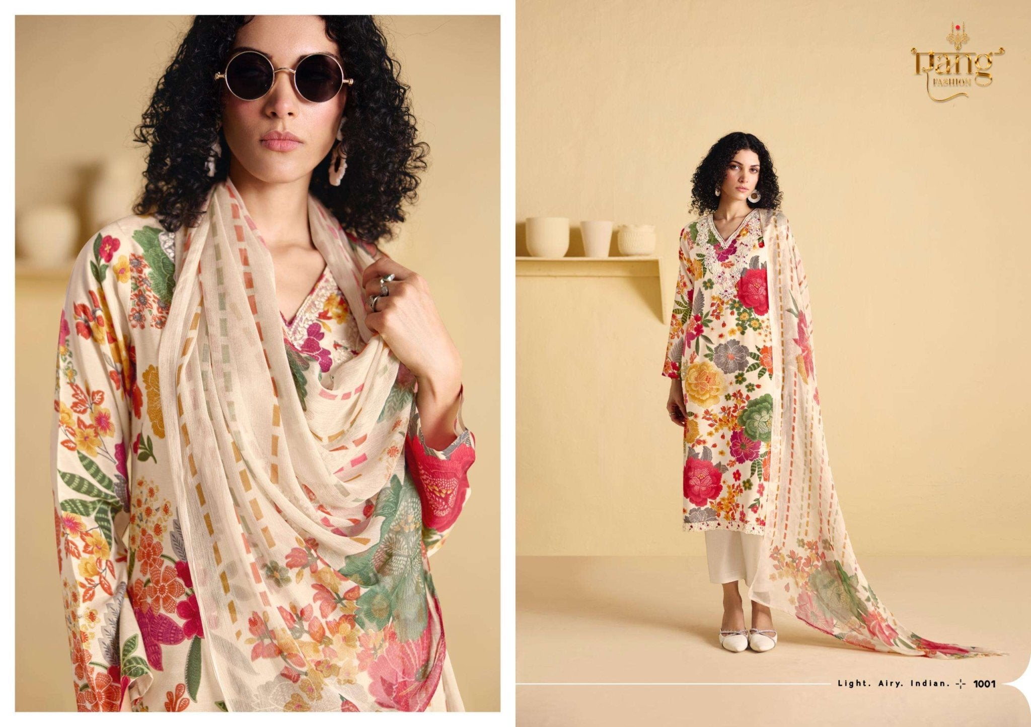 Rang Fashion Rose Viscose Muslin Dress Material - Amrah Wholesale