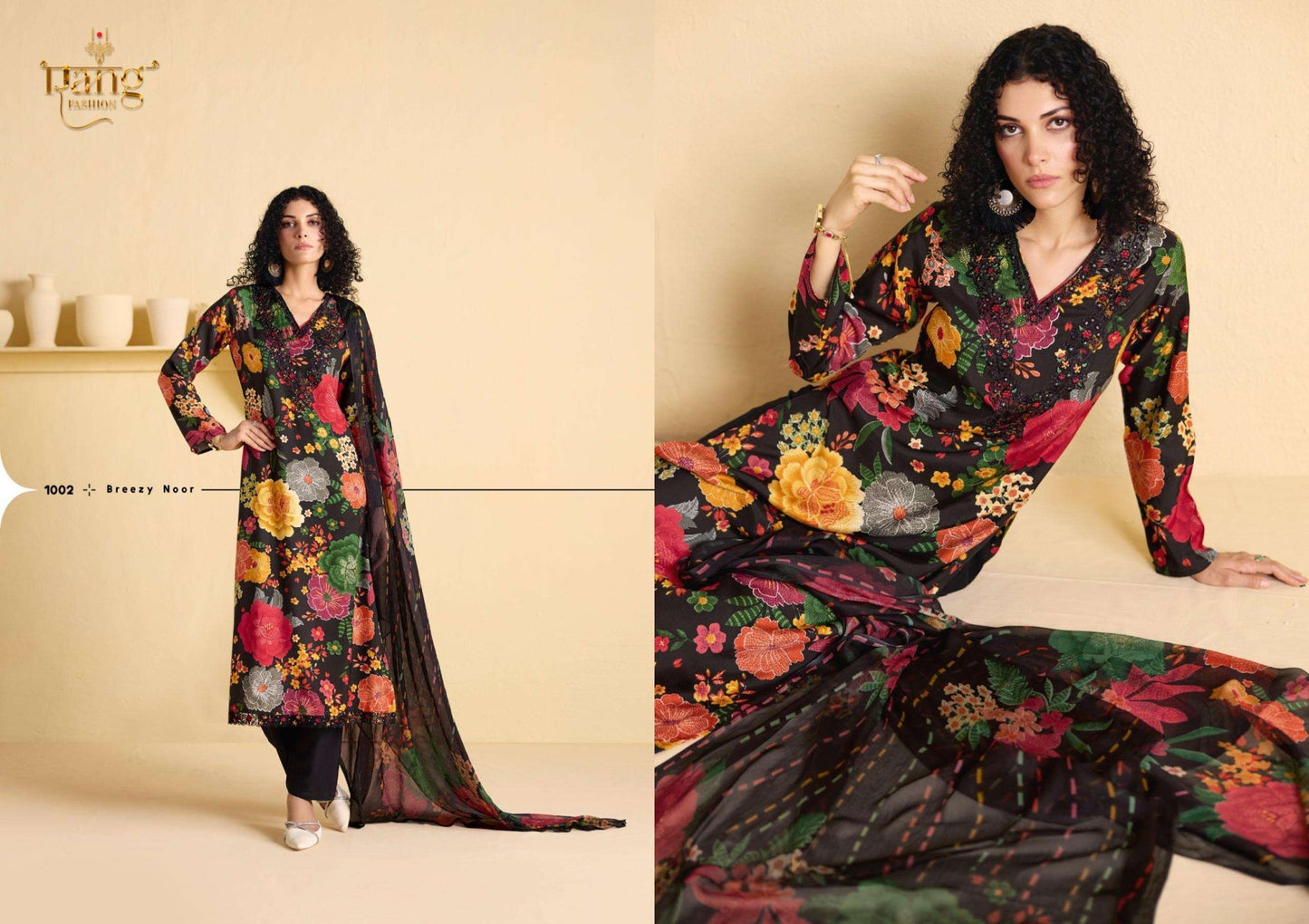Rang Fashion Rose Viscose Muslin Dress Material - Amrah Wholesale