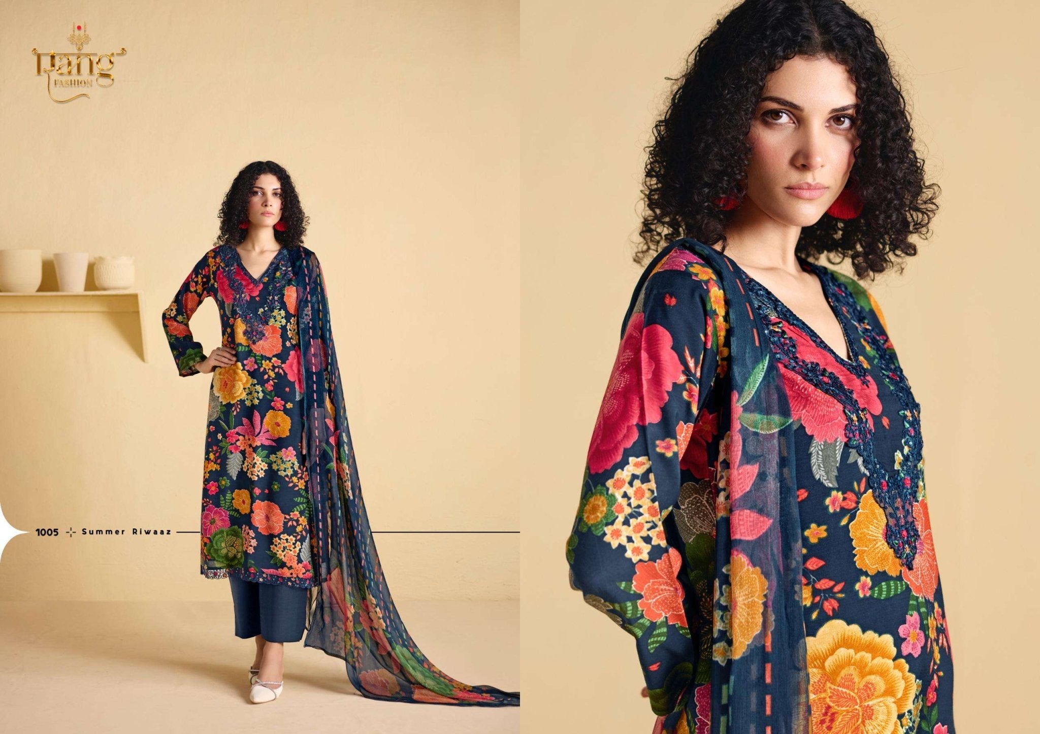 Rang Fashion Rose Viscose Muslin Dress Material - Amrah Wholesale