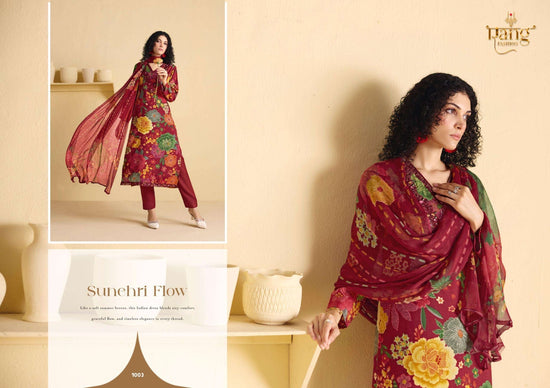 Rang Fashion Rose Viscose Muslin Dress Material - Amrah Wholesale