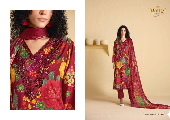 Rang Fashion Rose Viscose Muslin Dress Material - Amrah Wholesale