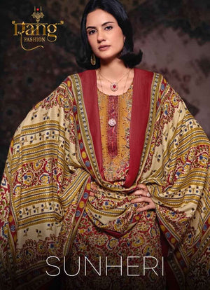Rang Fashion Sunheri Pure Pashmina Digital Print Dress Material