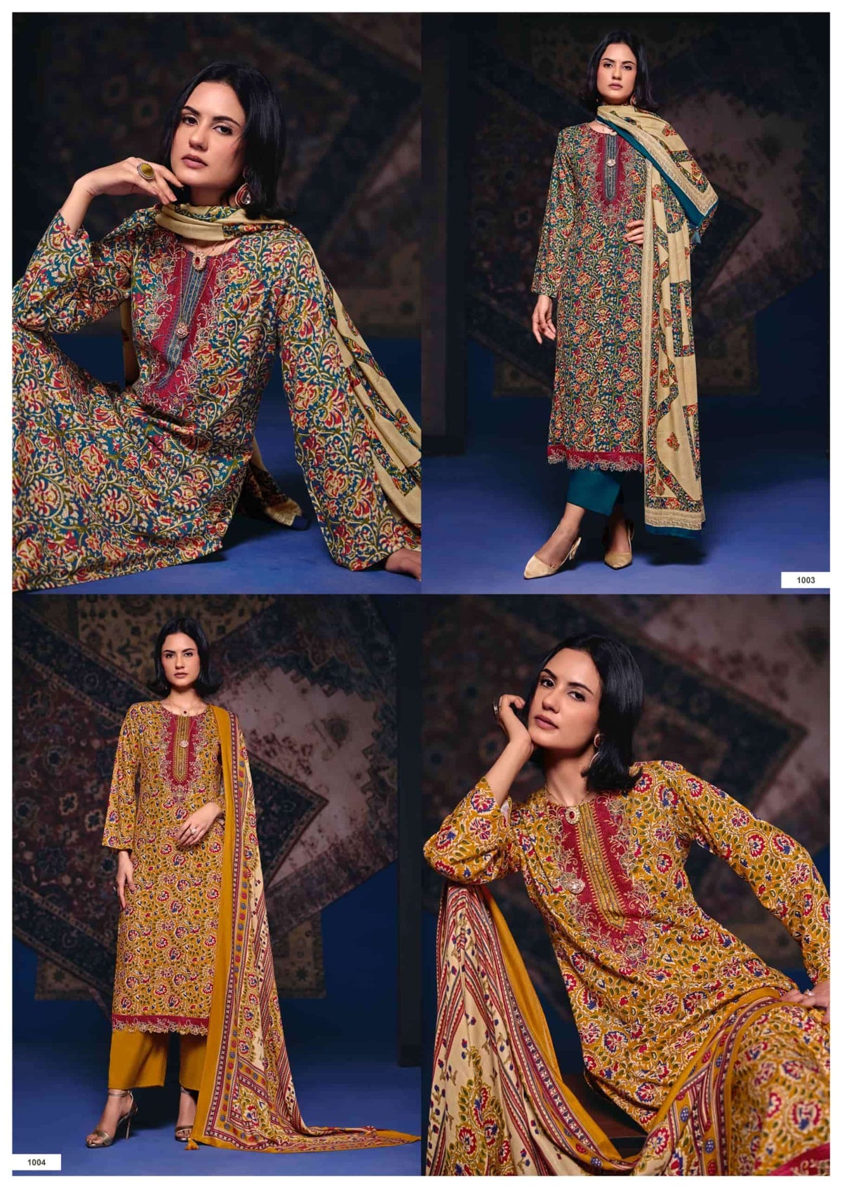 Rang Fashion Sunheri Pure Pashmina Digital Print Dress Material