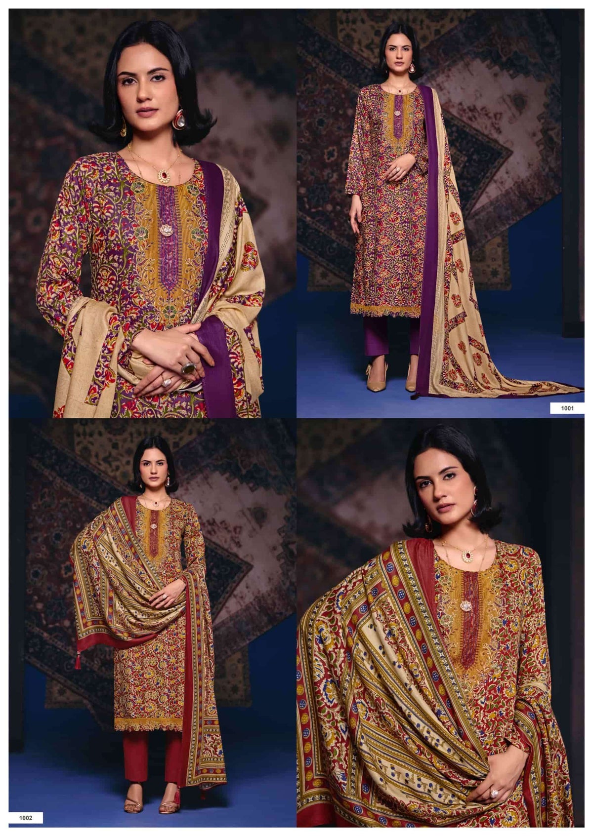Rang Fashion Sunheri Pure Pashmina Digital Print Dress Material