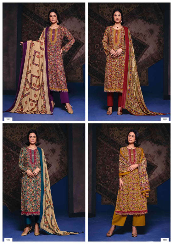 Rang Fashion Sunheri Pure Pashmina Digital Print Dress Material