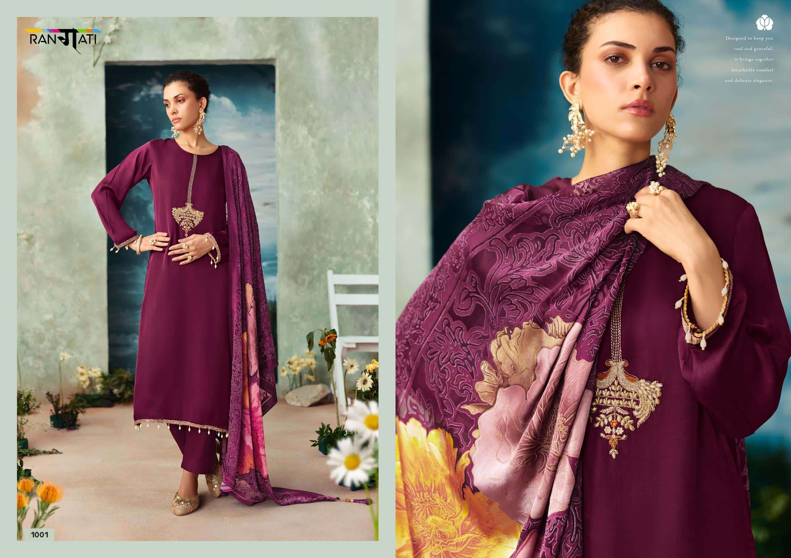 Rangati Prints Ather Designer Gajji Silk Dress Material