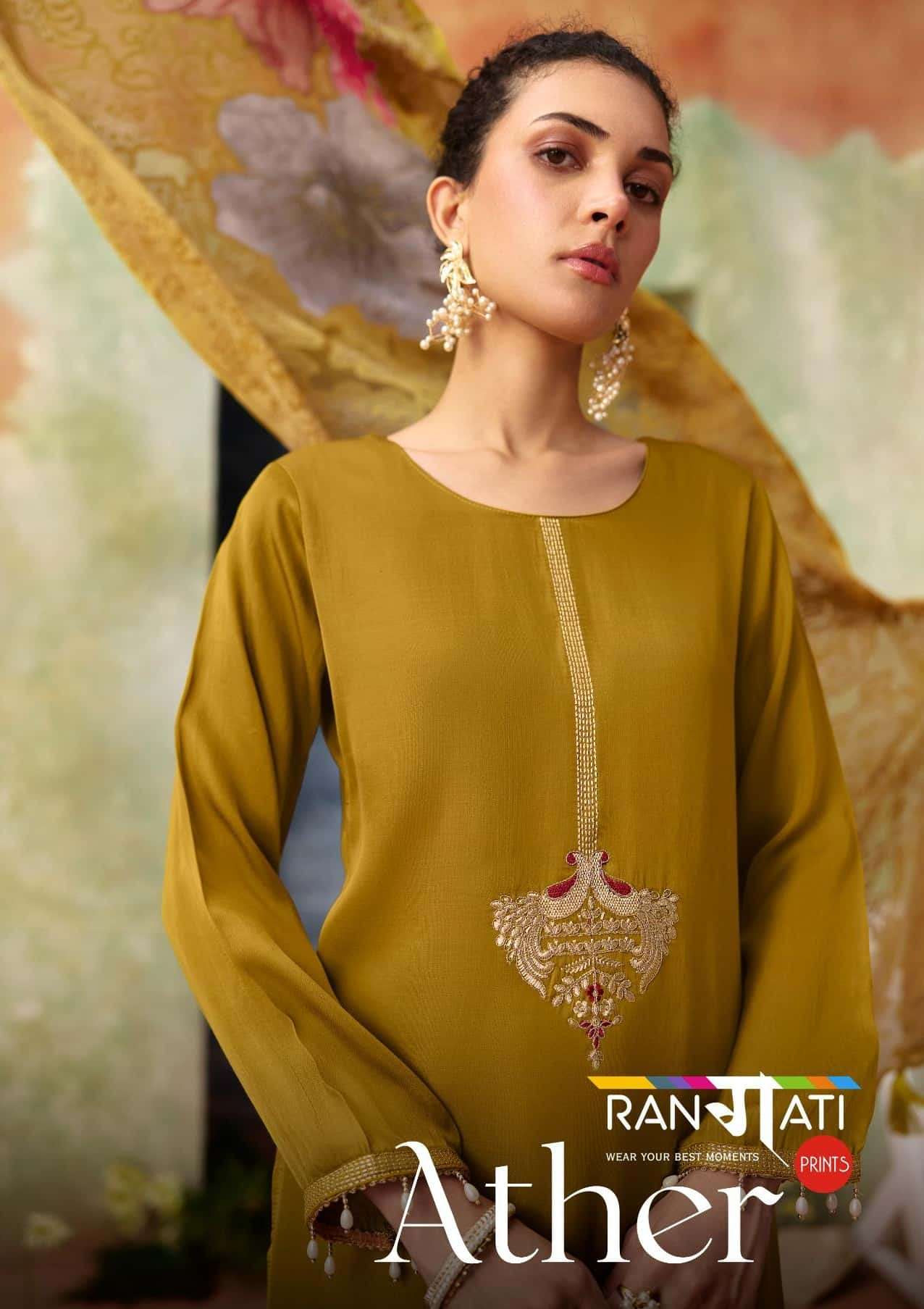 Rangati Prints Ather Designer Gajji Silk Dress Material