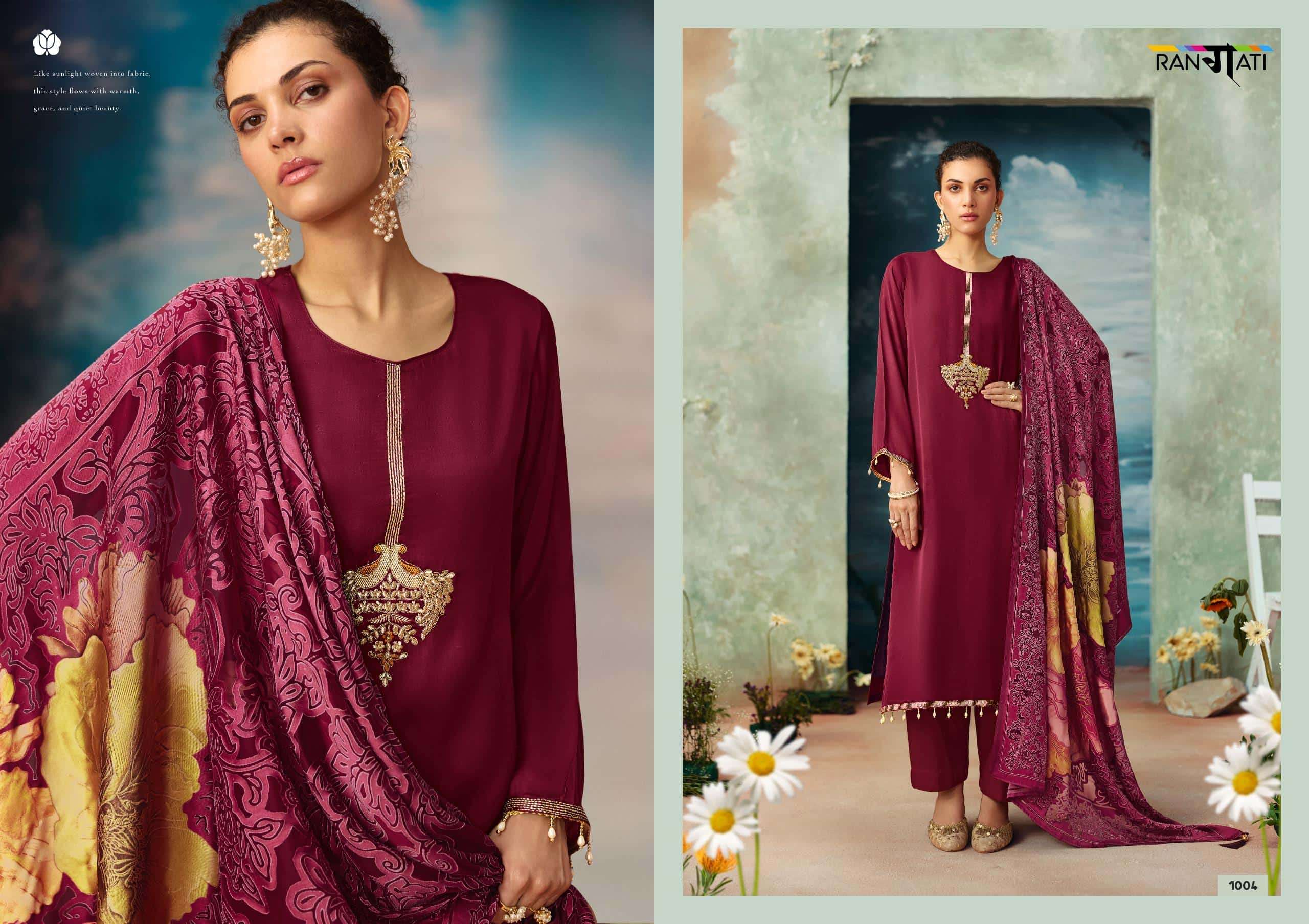 Rangati Prints Ather Designer Gajji Silk Dress Material