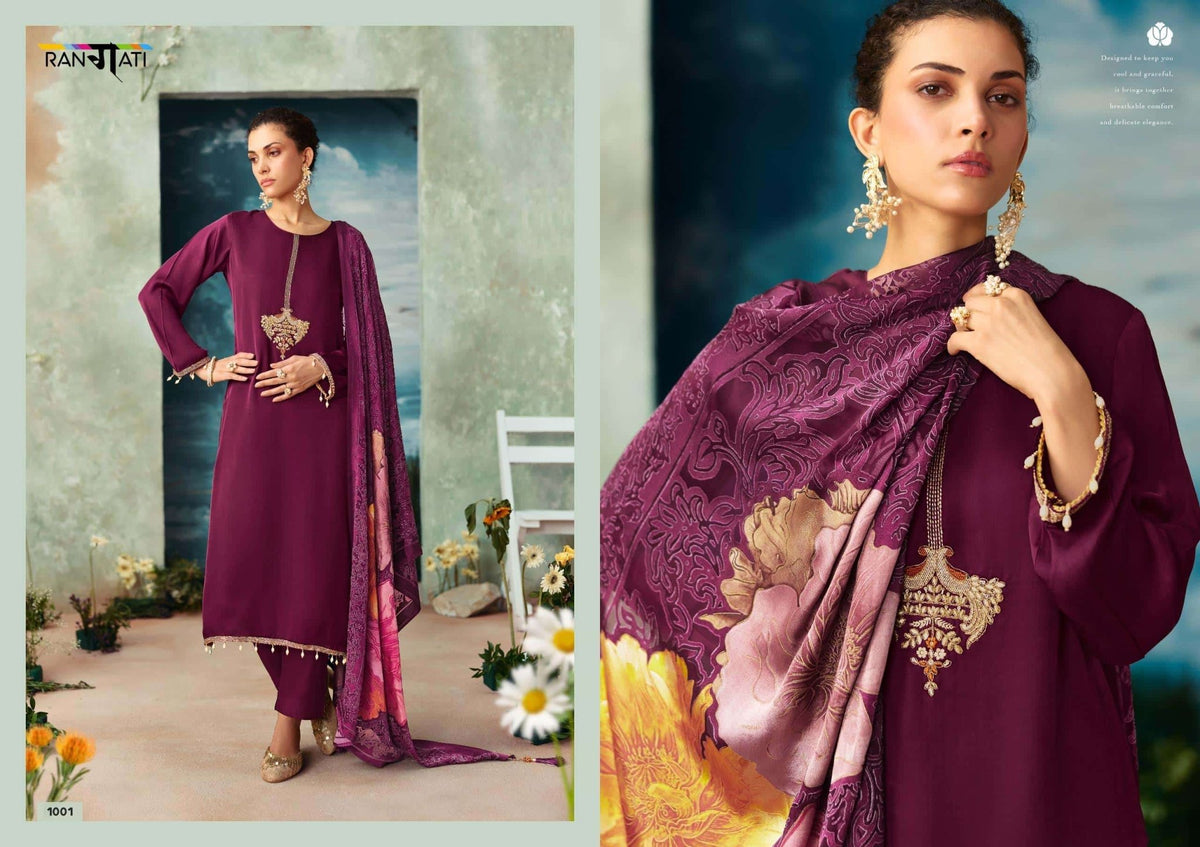Rangati Prints Ather Designer Gajji Silk Dress Material - Amrah Wholesale