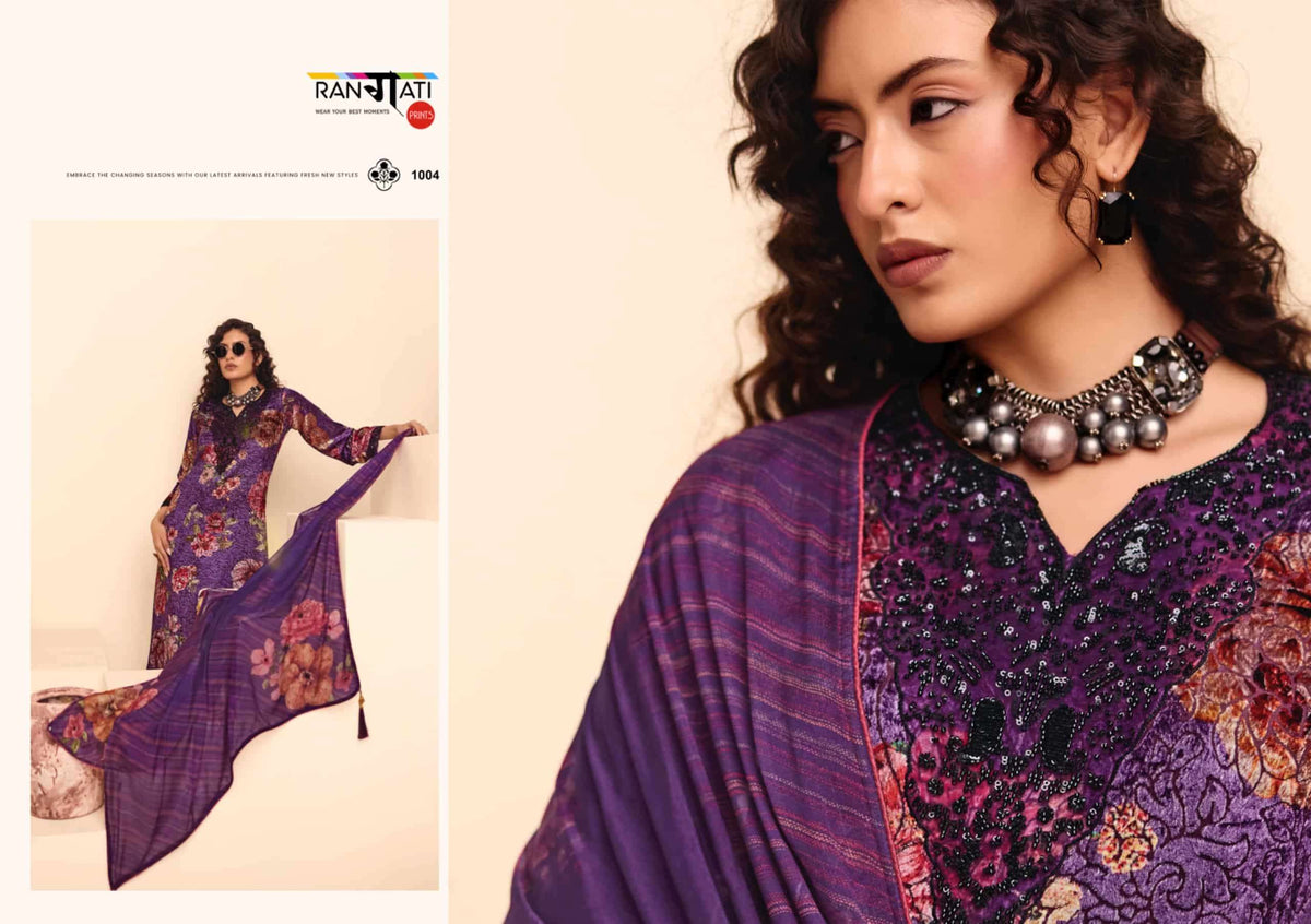 Rangati Prints Dior Palachi Velvet Winter Suit Dress Material