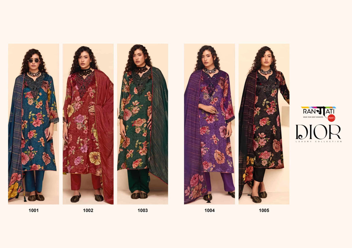 Rangati Prints Dior Palachi Velvet Winter Suit Dress Material