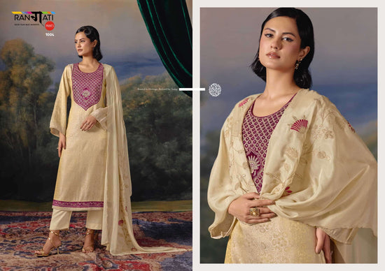 Rangati Prints Eden Gajji Jacquard Velvet Applique Dress Material