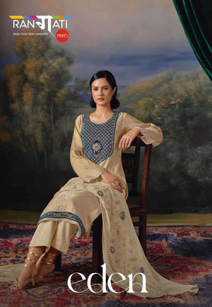 Rangati Prints Eden Gajji Jacquard Velvet Applique Dress Material