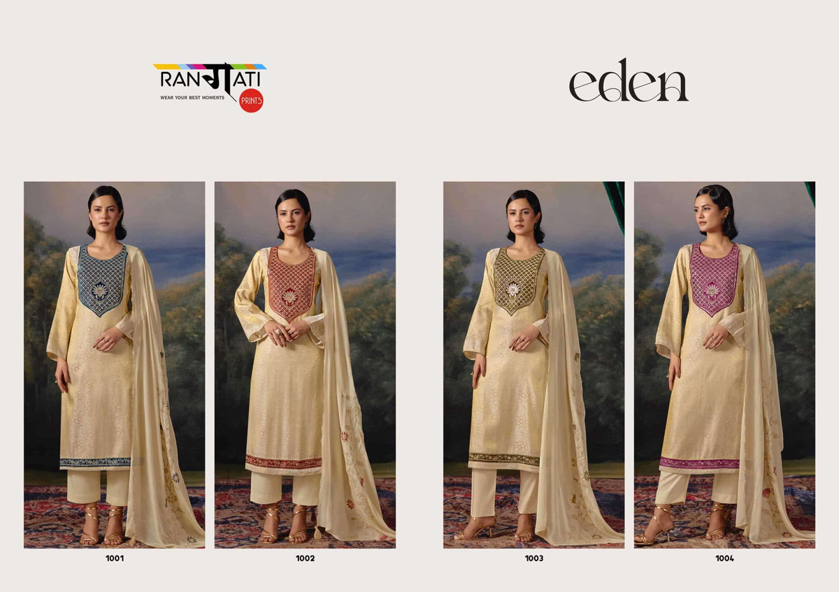 Rangati Prints Eden Gajji Jacquard Velvet Applique Dress Material