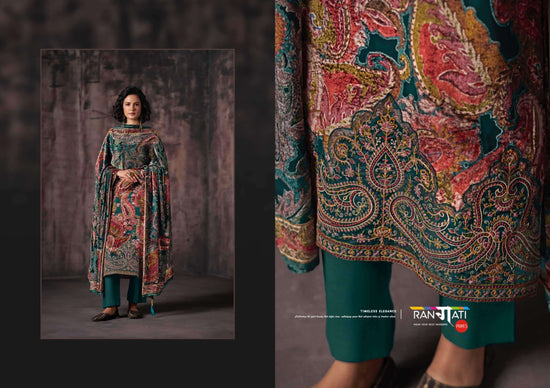 Rangati Prints Gulrez Palachi Velvet Handwork Dress Material