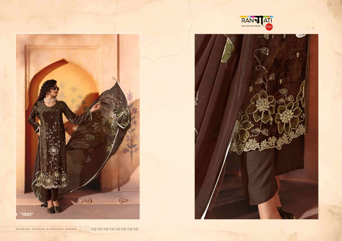 Rangati Prints Hiya Velvet Pakistani Suit