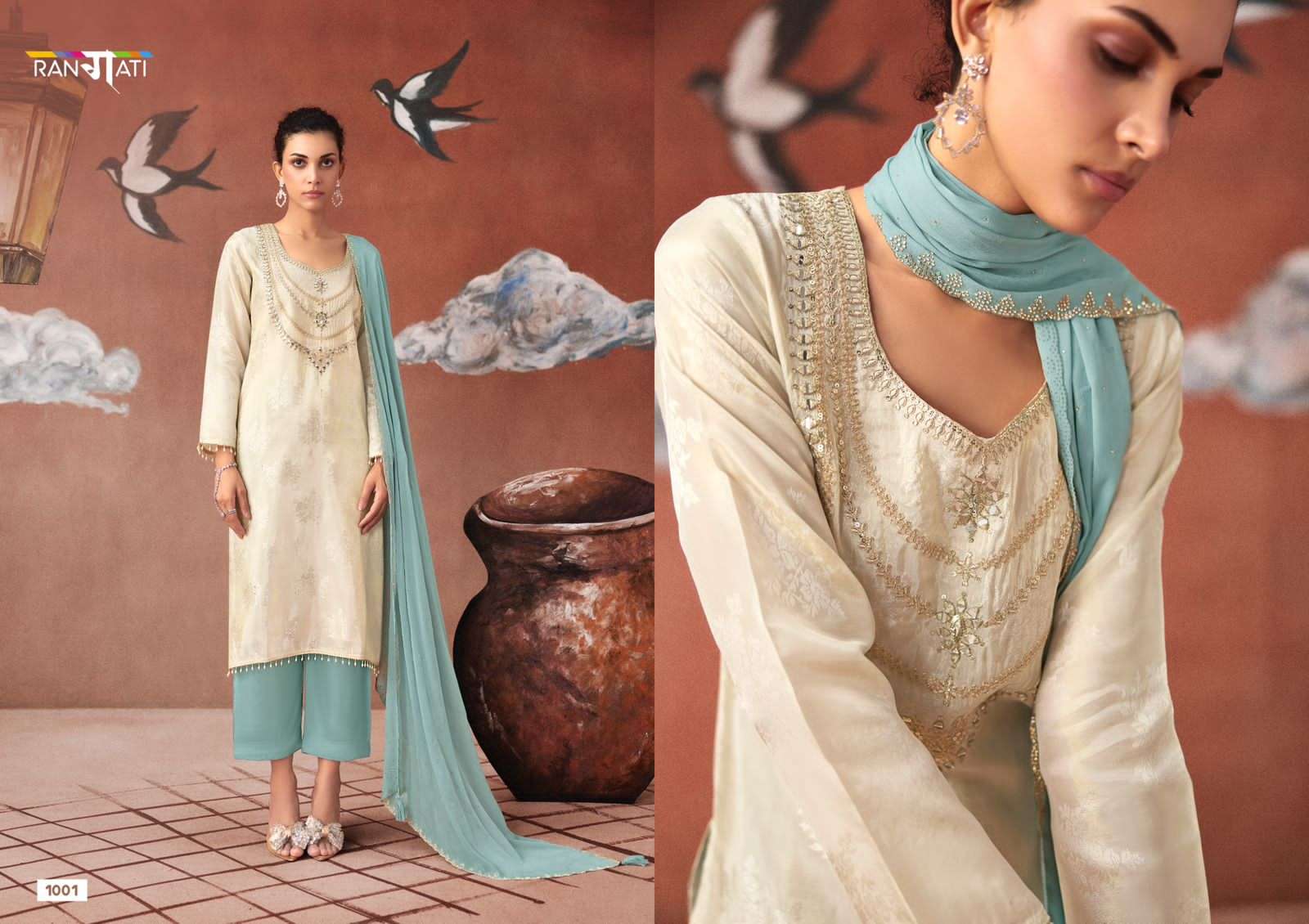 Rangati Prints Icon Pure Simmer Party Wear Dress Material - Amrah Wholesale
