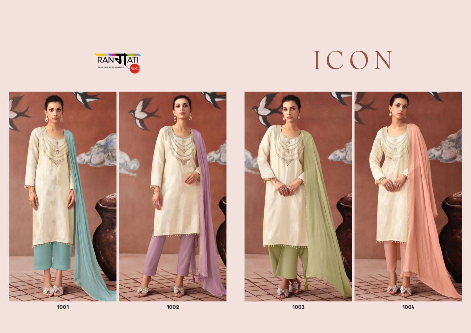 Rangati Prints Icon Pure Simmer Party Wear Dress Material - Amrah Wholesale