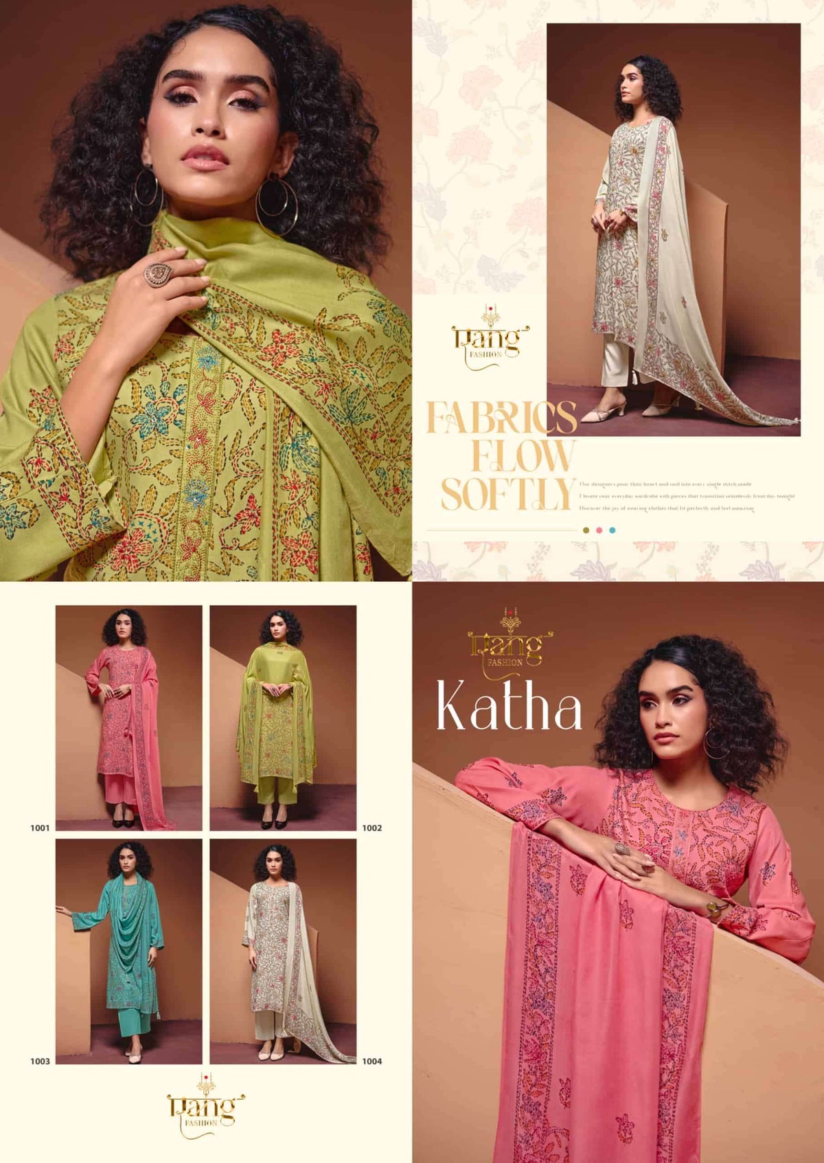 Rangati Prints Katha Pure Pashmina Dress Material