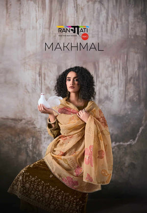 Rangati Prints Makhmal Pure Velvet Beadwork Dress Material
